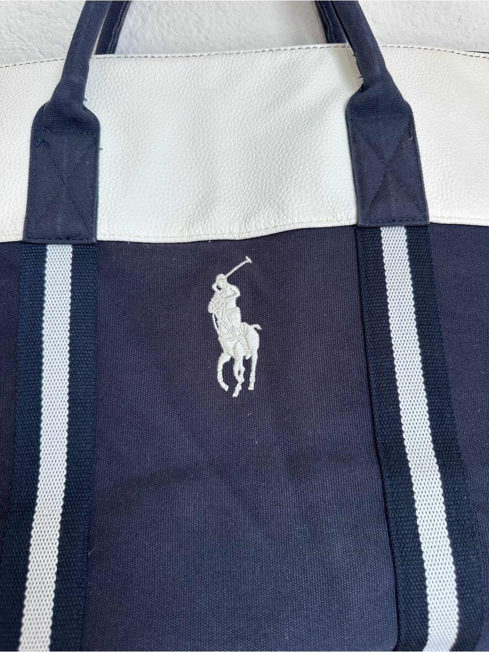 Polo Ralph Lauren Duffle Gym Carry On Weekender Travel Bag Navy Blue - Picture 5 of 14
